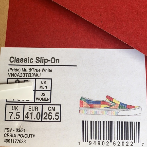 VANS CLASSIC SLIP ON PRIDE MULTI/TRUE WHITE MENS - Picture 16 of 16